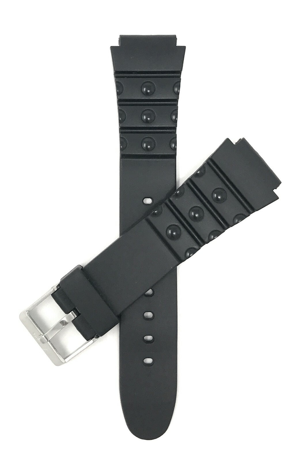 Bandini Black Rubber Sports Watch Band Strap, 2 Spring Bars,18mm & 20mm