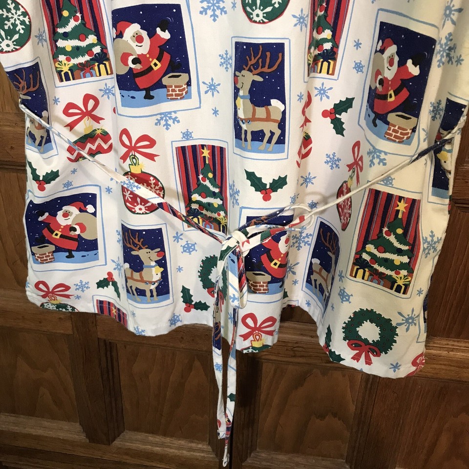 White Cross White Christmas Winter Top Women's XL Cotton Poly Scrubs