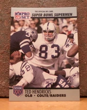 FOOTBALL CARD FRESH FROM BOX PRO SET SUPER BOWL SUPERMEN TED HENDRICKS COLTS
