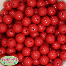 16mm Red Acrylic Solid Bubblegum Beads Lot 20 pc.chunky gumball