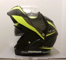 HJC C91 Taly Motorcycle Helmet HI-VIZ Yellow LG Large Modular Sunscreen