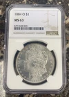 1884 O $1 Morgan Silver Dollar ~ NGC MS 63.  Z157