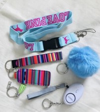 Woman Keychain with 6 accessories. Light Blue  2 Gifts