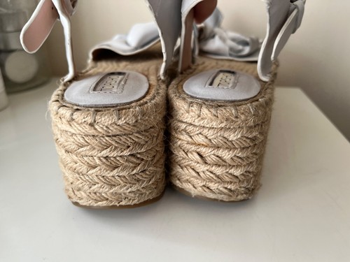 Topshop Sandals Size UK 4 White Leather Espadrille Platform Summer Holiday Beach - Picture 9 of 12