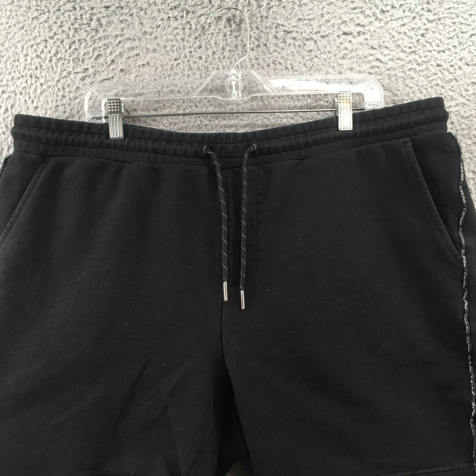 Calvin Klein Sweatshorts Mens (actual 40x6.5) Black High Rise Drawstring Pocket - Image 2 of 4