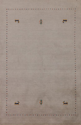 Artisan-made Beige Wool Gabbeh Rug Hand-knotted Carpet 4x6 ft.
