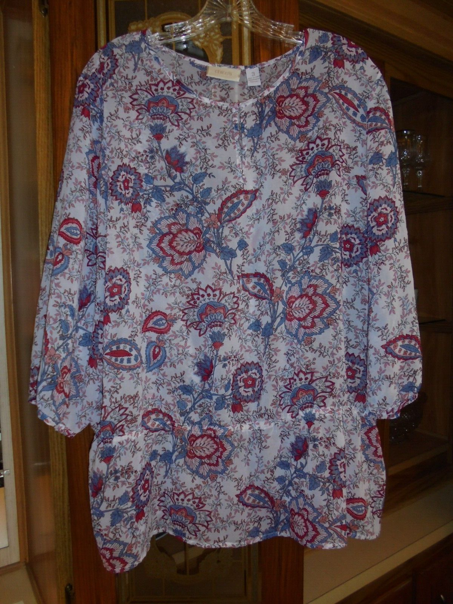 Chicos blue and red floral top size 3 (XL) | eBay