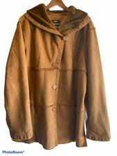 Dennis Brasso Plus Size 2x Brown Soft Faux Suede Brown Plush Lined Stitch Detail