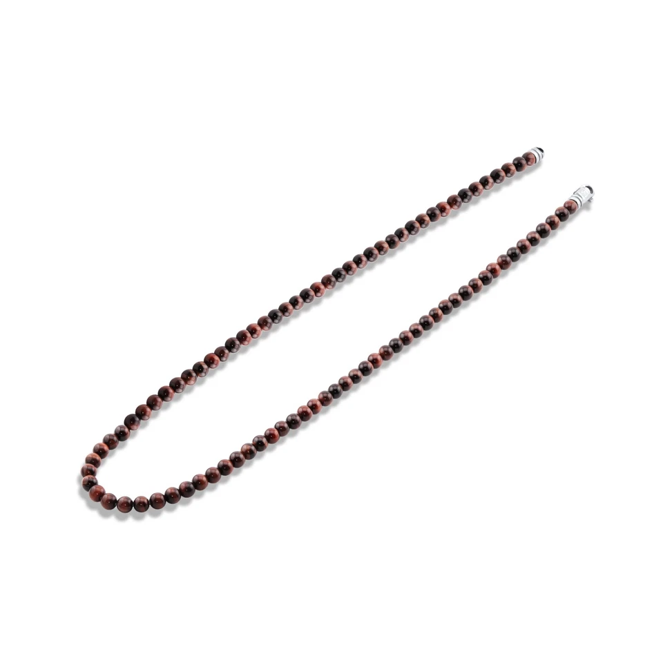 Collar de cuentas de ojo de tigre rojo para hombre "joyería hecha a mano" Foto 3 de 4