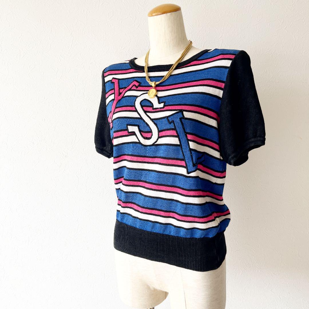 Autentico top Yves Saint Laurent vintage YSL manica corta lino taglia M