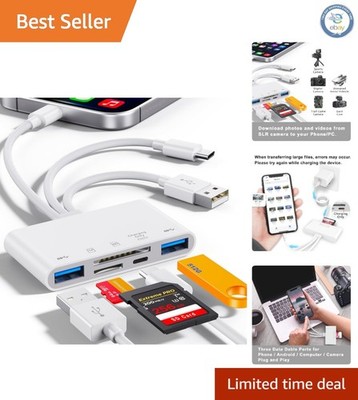 5-in-1 Memory Card Reader & OTG Adapter for iPhone/iPad - Fast 480Mbps Transfer