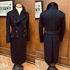 Black Wool Men's Overcoat Double Breasted Formal Casual Outdoor Warm Long Coat