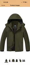 ELLSWOS Unisex Green Hooded Zip Windbreaker J...