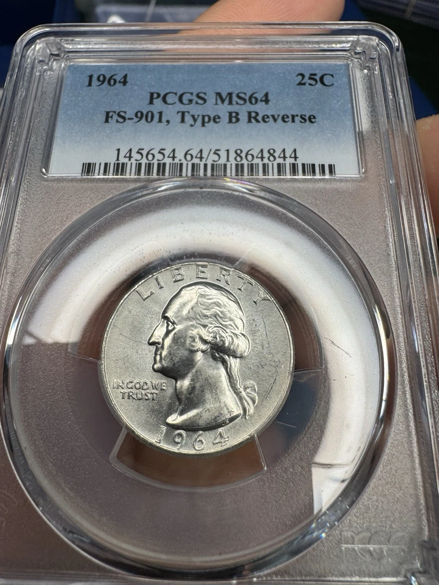PCGS Certified MS 64 Graded 1964 Washington Quarters (1932-1998