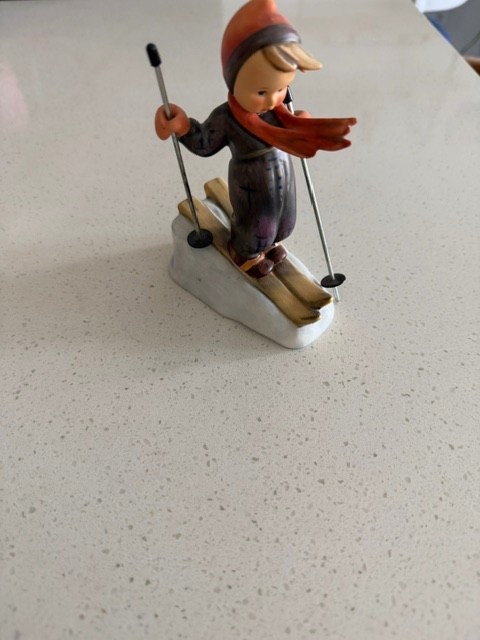Goebel Hummel Skier #59 Figurine TMK-5 Vintage Germany Wooden Poles