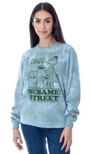 Sesame Street Women's 1969 Character Group Tie-Dye Raw Edge Skimmer T-Shirt, XS