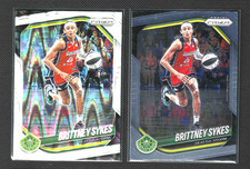 BRITTNEY SYKES 2 Card Lot 2025 Panini Prizm WNBA #121 White Seismic / Base Storm