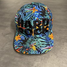 Vintage Hard Rock Cafe Snapback Hat Blue Hawaii Floral Flower Cap Trucker DC