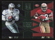2017 Donruss Elite Deion Sanders Jerry Rice Face to Face Green #7 Card