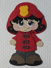 Fire Fighter Girl Black Hair. Scrapbook, Card Making Paper Piecing
