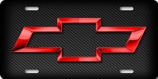 Chevy Bowtie Black And Red Glossy Chrome Look Flat License Plate 12x6