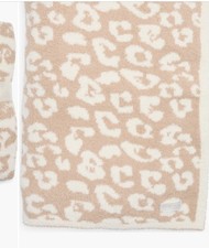 Barefoot Dreams Throw   Cozy Chic Leopard Print Blanket 45 X 60 NWT Tan Cream