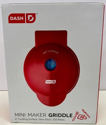 Dash 4  Mini Maker Electric Round Griddle Red Color 350W Nonstick New in Box