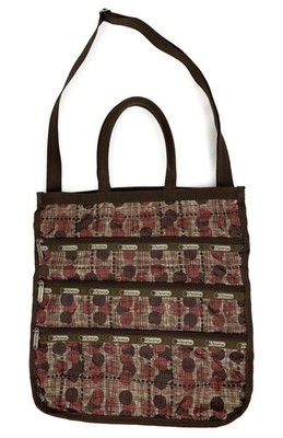 LeSportsac Multi Pocket Tote Bag Removable Crossbody Strap Geometric Travel