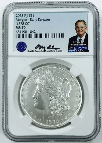 2023 FIJI “1878 CC” MORGAN DOLLAR! NGC MS70! COLLECTORS ITEM! BEAUTY! NR #P2017