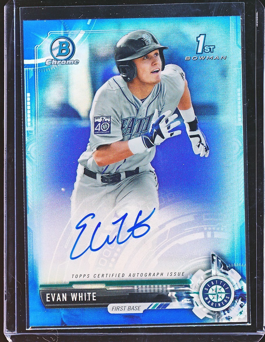 EVAN WHITE 2017 BOWMAN DRAFT CHROME BLUE REFRACTOR AUTOGRAPH AUTO 1ST RC /150