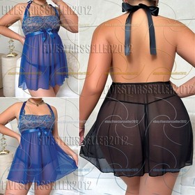 Women Lace Sexy-Lingerie Nightwear Babydoll Sleepwear Bodysuit Dress Plus Size