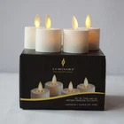 Set of 4 Luminara Flameless Tea Lights with Moving Wick Remote & Timer 1.4" X 2"