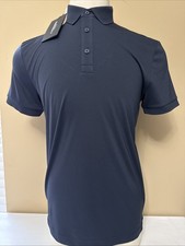 J. LINDEBERG MEN'S KV REGULAR FIT PRINT POLO GOLF MEDIUM GLITCH BRIDGE BLUE NWT