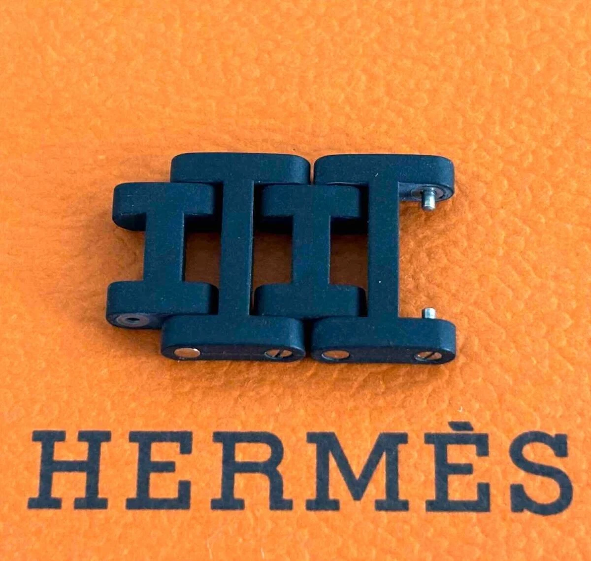 HERMÈS Cinturino Orologio Cronografo HERMES Originale 1 Link Clipper Parti Nero 16mm