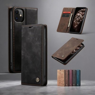 For iPhone 17 16E 15 14 13 12 11 Pro Max Air Plus X SE Wallet Case Leather Cover