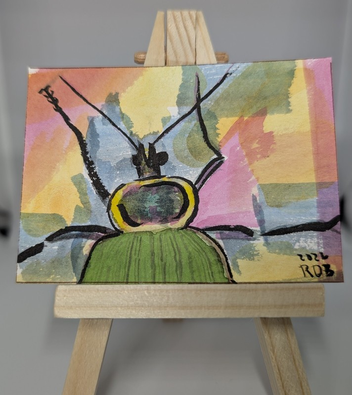 aceo original painting Watercolor Insect Bug Art