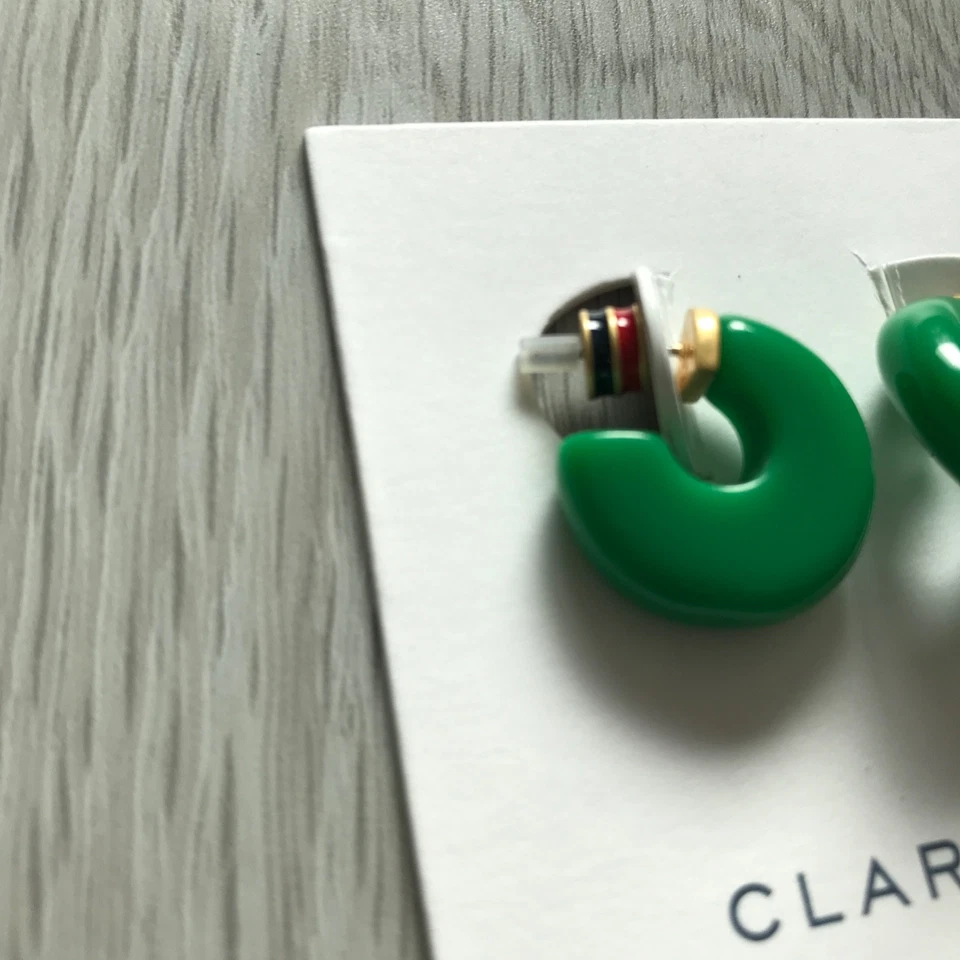 Clare V Earrings Green Le Hoop Enamel Emerald Resin Hoops - Never worn! - Image 4 of 4
