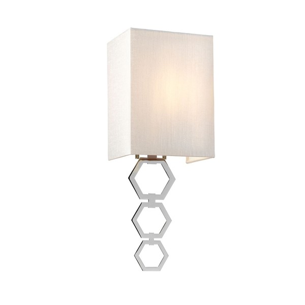 Wandlampe Creme Chrom Up Down E27 Stoff Metall Flur Wohnzimmer Wandleuchte Nasta-image