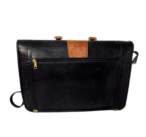 ROCHE Calf Leather Briefcase Cedar Black Burma Custom Made Fan Style $449 - Picture 2 of 13