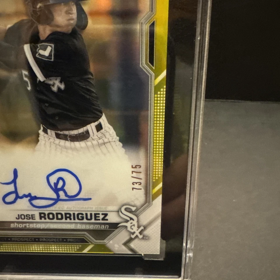 2021 BOWMAN CHROME PROS AUTO YELLOW REF #CPA-JRO Jose Rodriguez SGC 10/9 - Image 2 of 3