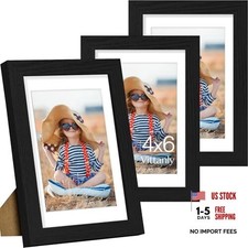 Picture Frame Set of 3, Display Pictures 3.5x5 with Mat or without 4x6 Black