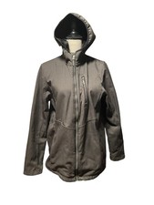 Avalanche Soft Shell Fleece Lined Jacket Hood Pockets Black Size Medium Womens