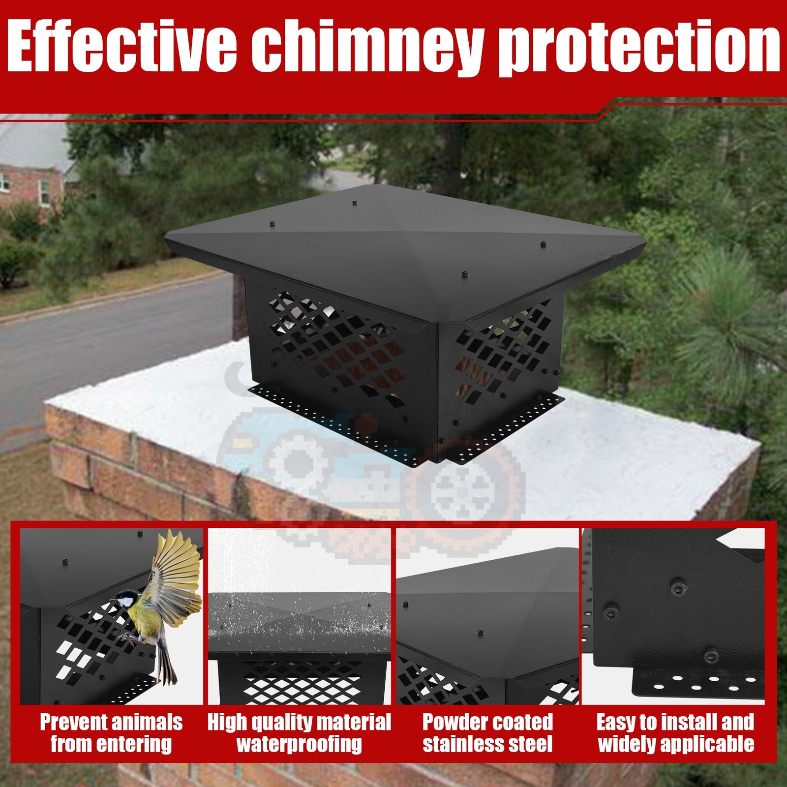 13" x 17" Outdoor Chimney Cap Flue Caps Fireplace Chimney Cover Mesh Flue Covers