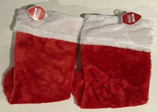 2 Pack Make the Season 16 inch Red Plush White Faux Fur Christmas Stocking