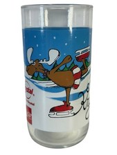 Vintage Krystal Merry KRYS-MOOSE Holiday Glass Coca-Cola Promo Ice Skating Moose