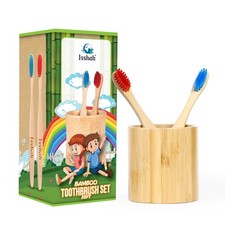 Kids Bamboo Toothbrushes Plant-Based Bristles 2 Count with 1 Bamboo Toothbrus...
