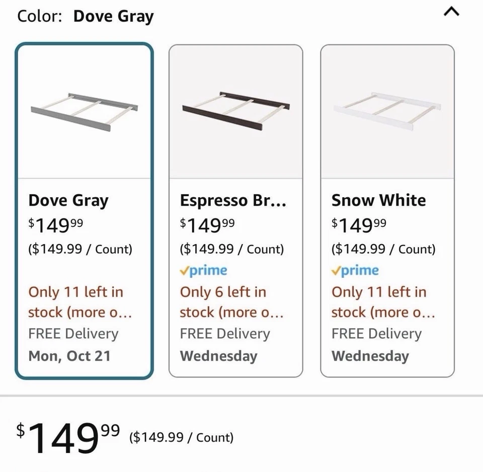 Kit de conversión de cama Oxford Baby North Bay tamaño completo, gris paloma - nuevo en caja Foto 2 de 4