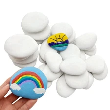 33 PCS White Painting Rocks Medium Small Flat Smooth Stones for DIY Arts