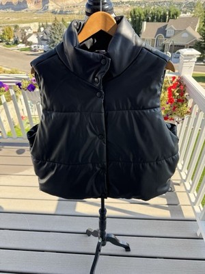 NO BOUNDARIES WOMENS BLACK SNAP UP WINTER PUFFER VEST, SZ XL (15-17)  EXCELLENT!