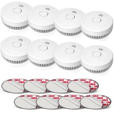 Photoelectric Smoke Detector with Test Button and Low Battery Signal / SET OF 8